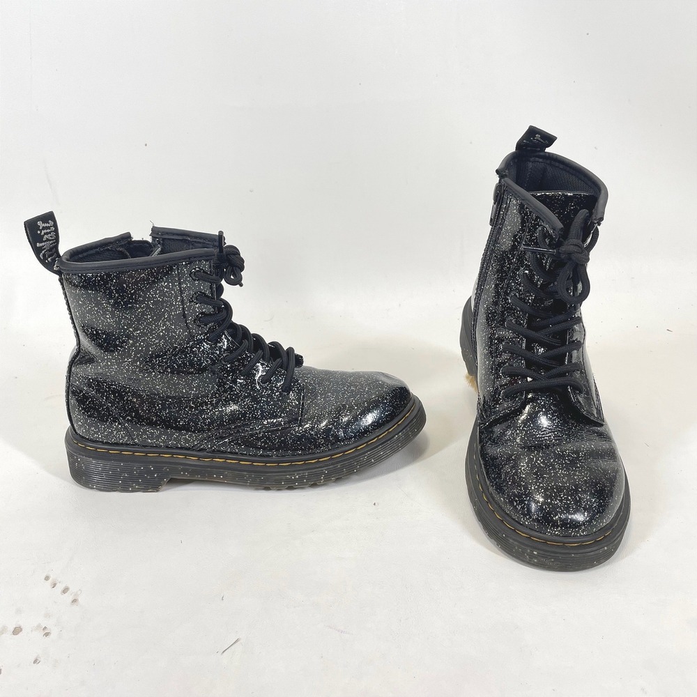 Dr. Martens 1460 J Black Cosmic Glitter Combat Boots Side Zip Mens 4 Womens 5